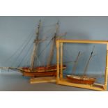 H.M.S. Musquedobit a model of a two masted ship together with another similar Caty Of Norfolk