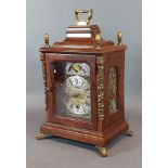 A Warmink walnut cased mantel clock with metal mounts, 26cms tall