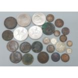 A Frederick Augustus III silver eight Groszy coin dated 1753 together with a collection of coins and