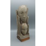 Helen Victoria Mackay, double head study, sculpture, signed, 30cms tall