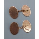 A pair of 9ct yellow gold oval cufflinks, 8.4gms