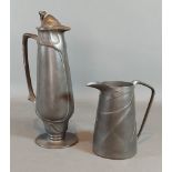 An Art Nouveau Friedrich Alder Urania pewter tankard of stylised form, 25cm tall, together with a