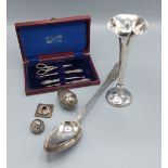 A George III Scottish silver basting spoon, Edinburgh 1806, 4ozs together with a Birmingham silver