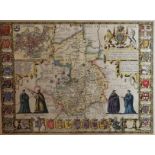 An early coloured map of Cambridgeshire by John Speede, 39cms x 52cms