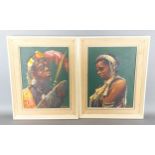 Georg, a pair of ethnic portraits, oils on board, signed, 32cms x 24cms