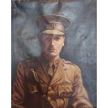 A WWI portrait of an officer, oil on canvas signed with monogram, SLR, 76cms x 63cms