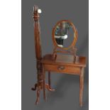 A 19th Century mahogany rectangular card table together with a mahogany lamp standard and swing