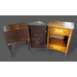 A 19th Century mahogany small washstand together with an inverted bedside table and a small oak