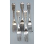 A set of five Victorian silver table forks by George Adams, London 1845, 12ozs