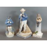 A Royal Copenhagen porcelain model of a man with scythe together with another similar model of a