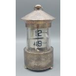 An Edwardian beaten silver cased Plato flip clock, Birmingham 1905, makers Charles S. Green and