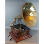 His Masters Voice a table top gramophone with brass horn