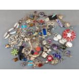 A collection of mainly silver jewellery to include brooches, pendants and earings