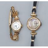A 9ct gold cased ladies wristwatch together with another 9ct gold cased ladies wristwatch