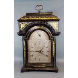 A late 18th or early 19th Century Chinoiserie table clock, the silvered dial inscribed William