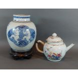A 19th Century Chinese Ginger jar decorated underglazed blue, 20cms tall together with a 19th