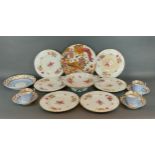 A Royal Crown Derby dessert service together with a similar plate and other ceramics