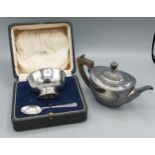 A Sheffield silver bachelors teapot of half lobed form together with a Sheffield silver bowl and