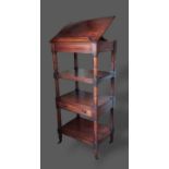 A 19th Century mahogany Lectern /Whatnot, the adjustable top with side drawer above a central