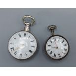 A George III silver pocket watch by John Blaylock together with another similar by Edward Charles