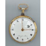 Breguet a Paris, a 19th Century enamel decorated pocket watch, the enamel dial with Roman numerals