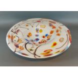 A Murano glass large bowl with stylised decoration, 46.5cms diameter
