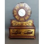 A 19th Century French rosewood and brass inlaid mantle clock of octagonal form, the circular dial