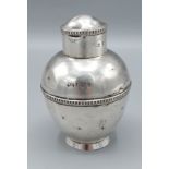 A Birmingham silver tea caddy of globular form by Mappin and Web 11cms tall, 4ozs