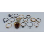 A collection of fifteen dress rings