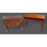A 19th Century mahogany drop flap dining table together with an Edwardian mahogany tea table