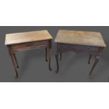 A 19th Century oak lowboy, the moulded top above a frieze drawer raised upon turned legs with pad