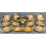 A 19th Century, possibly Coalport dessert service comprising sixteen plates, four dishes and a