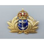 A 14ct gold and enamel set naval brooch, 5.8gms