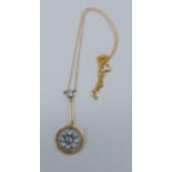 A 15ct gold necklace set with ten Aquamarine and with fine link chain, 3.4gms