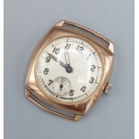A 9ct gold cased gentlemans wristwatch, 6.2gms excluding movement