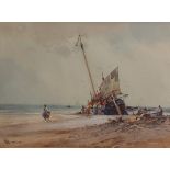 William Knox, unloading the catch, watercolour, signed, 27cms x 37cms