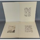 Hokusai, a 19th Century woodblock print, Fishes from Manga Sketches, 19cms x 13cms together with