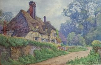 C H Champion, Eashing Cottages, watercolour, signed, 30cms x 45cms