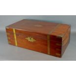 A 19th century brass bound writing box, 50cms wide