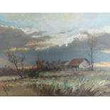 Josef Lacki, view of a farm within a rural setting, oil on canvas, signed, 45cms x 60cms, together