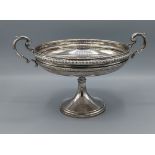 A George V silver comport with shaped handles and circular pedestal base, Sheffield 1921 makers