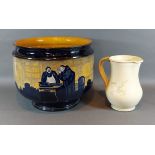 A Royal Doulton Series ware jardinière decorated with Monks in the Cellar by Nokes, 32cms