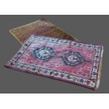 A Northwest Persian woollen rug with a double central medallion 155cms x 106cms together with