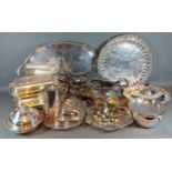 A silver plated table centre together with a collection of silver plated items