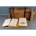 Seven volumes, The Works of Samuel Johnson dated 1806, together with a collection of leather bound