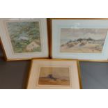 Arthur Tucker, Cornfields, watercolour, together with another by Arthur George Bell and another