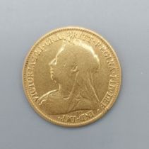 A Victorian gold half Sovereign dated 1895