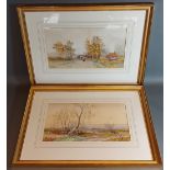 L. Lewis, A Surrey Common and On The Ripley Road, a pair of watercolours, 20cms x 34cms