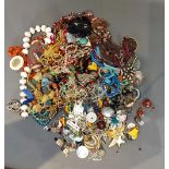 A collection of jewellery to include bead necklaces, earclips and other jewellery
