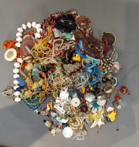 A collection of jewellery to include bead necklaces, earclips and other jewellery